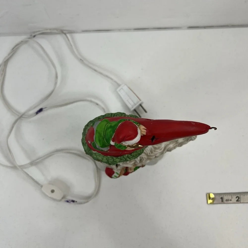 Vintage Santa Moon Night Light Ceramic Christmas Elf Star Cutouts Decor WORKS